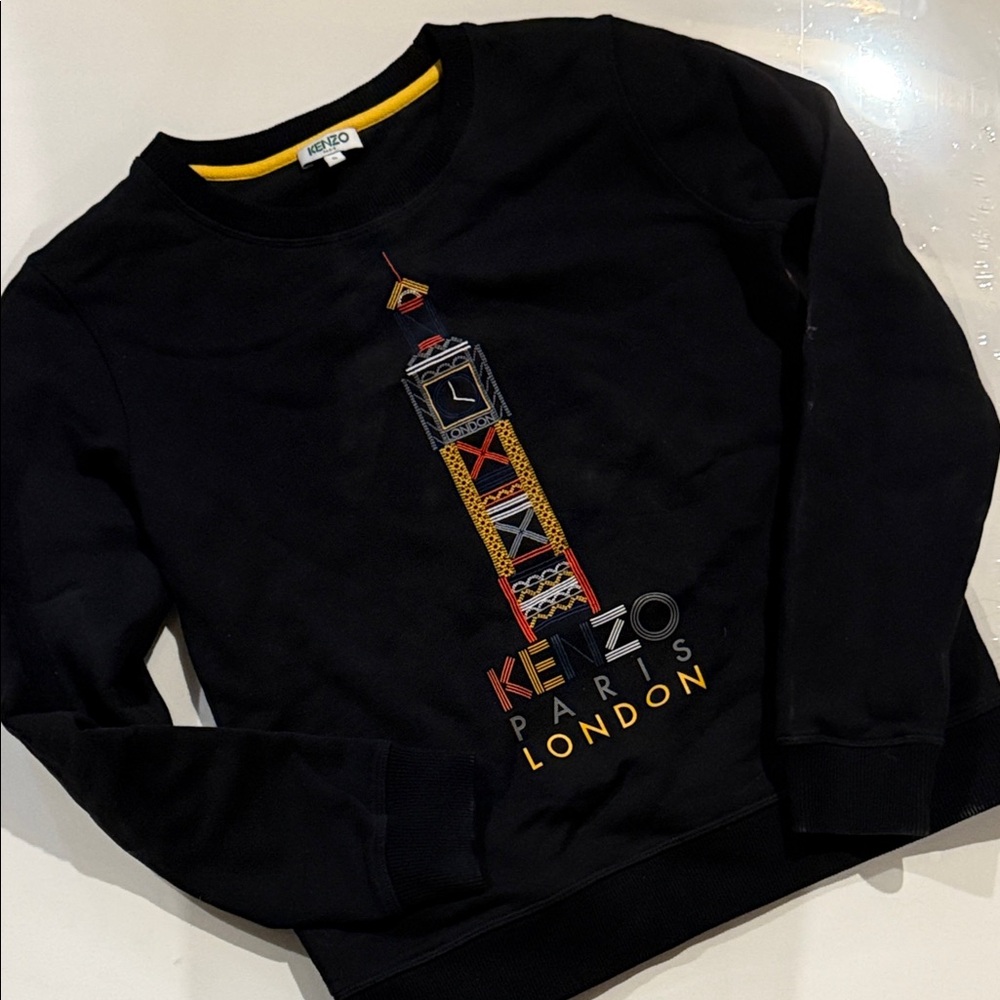 Kenzo Black Sweatshirt with Colorful Tower Design